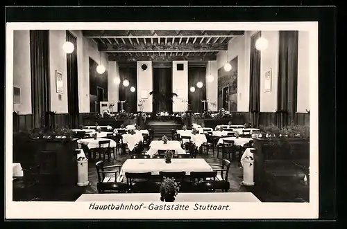 AK Stuttgart, Hauptbahnhof-Gaststätte, Innenansicht