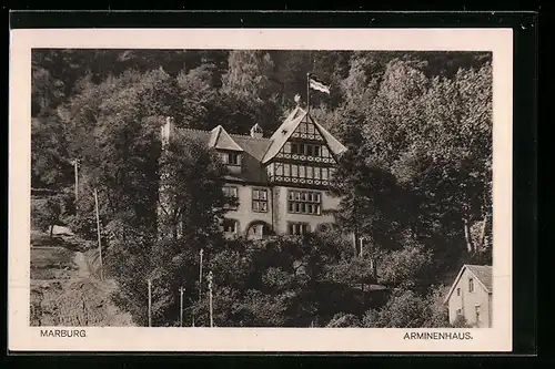 AK Marburg, Haus der Burschenschaft Arminia mit Umgebung