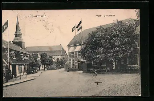 AK Steinkirchen, Strassenpartie mit Hotel Somfleth