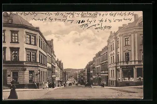 AK Hof i. B., Marienstrasse mit Cafe-Konditorei Luitpold und Geschäft