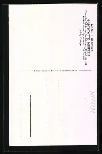 AK Lindau i. Bodensee, Gasthaus Sünfzen, Innenansicht