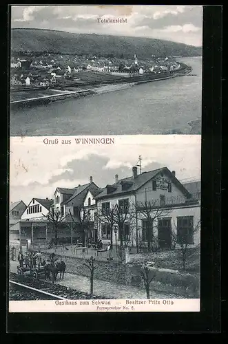 AK Winningen, Gasthaus zum Schwan, Totalansicht