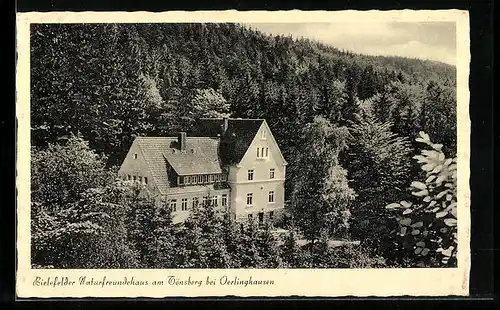 AK Oerlinghausen, Bielefelder Naturfreundehaus in grüner Landschaftauf dem Tönsberg