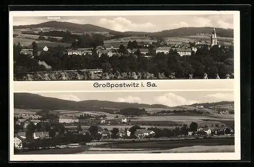 AK Grosspostwitz i. Sa., Panoramablick auf den Sommerfrischenort