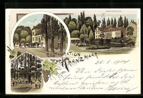 Lithographie Hürth, Restauration zur Kranzmaar, Schützenplatz