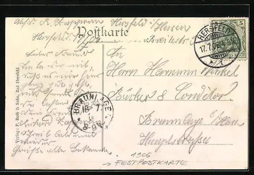 AK Hersfeld, Festpostkarte 1906, Eröffnung des Bades Hersfeld, Brunnengebäude