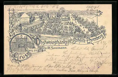 Lithographie Böhlitz-Ehrenberg, Obstweinschänke R. Naumann