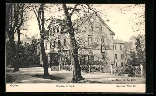 AK Gotha, Hotel-Pension Seyfarth, Strasse Lindenau-Allee 20