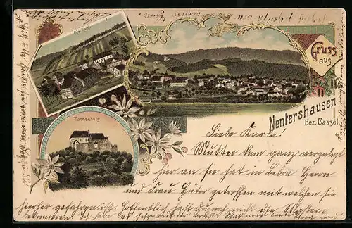 Lithographie Nentershausen /Bez. Kassel, Teilansicht, Tannenburg, Die Ruhl