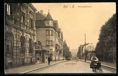 AK Hof i. B., Partie in der Westendstrasse