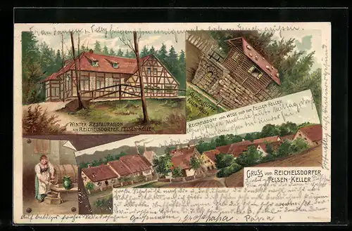 Lithographie Nürnberg, Gasthaus Reichelsdorfer Felsen-Keller