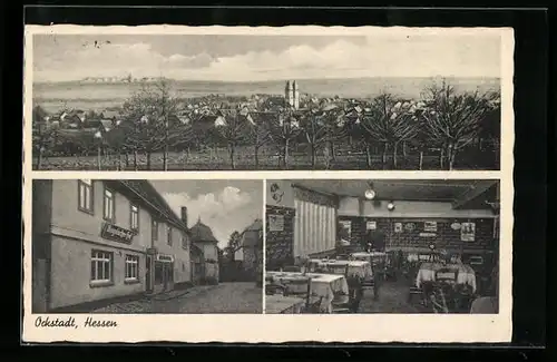 AK Ockstadt /Hessen, Ortsansicht, Gasthaus Bayrischer Hof, Bes.: Joh. Ferd. Gröninger