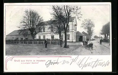 AK Holm /Holstein, Blick auf J. Ladiges Gasthof