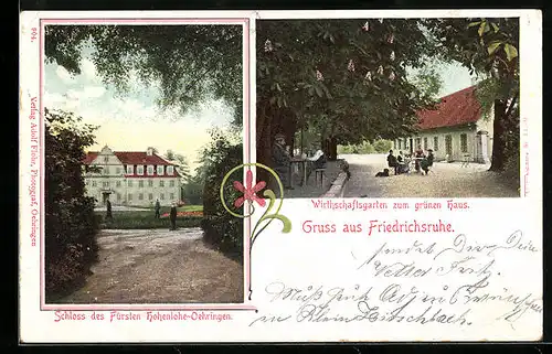 AK Friedrichsruhe, Schloss des Fürsten Hohenlohe-Oehringen, Wirtschaftsgarten zum grünen Haus