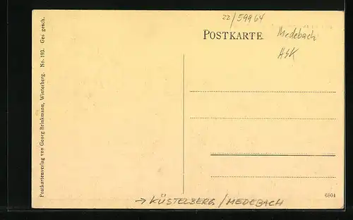 AK Küstelberg /Medebach, Ortspartie mit Bahngleisen