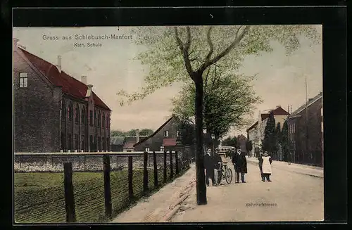 AK Schlebusch-Manfort, Bahnhofstrasse, Kath. Schule