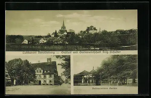 AK Heroldsberg, Gasthof und Gartenwirtschaft Fritz Schuster, Ortsansicht