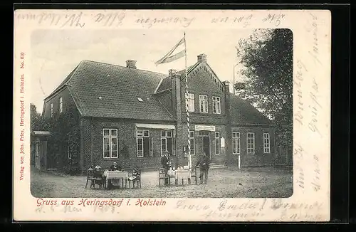 AK Heringsdorf i. Holst., Speisende Gäste vor einem Gasthaus