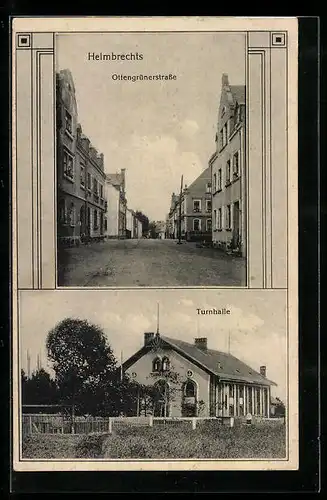 AK Helmbrechts, Die Ottengrünerstrasse, Ansicht der Turnhalle