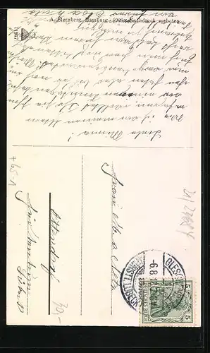 AK Gleschendorf, Strassenpartie in Bahnhofsnähe, Ortspanorama