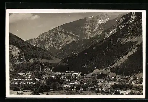 AK Hirschwang, Ortsansicht mit Schneeberg