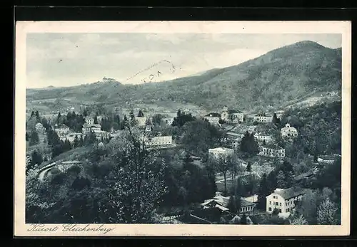 AK Gleichenberg, Ortsansicht mit Bergen
