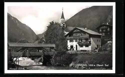 AK Ginzling /Zillertal, Ortspartie mit Häusern