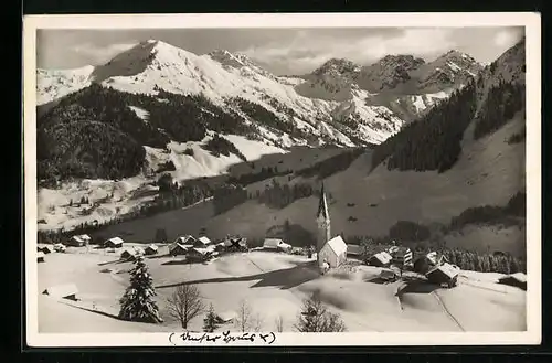 AK Mittelberg, Ortsansicht mit Schafalpköpfen