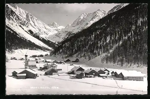 AK Gries i. Sulztal, Ortsansicht mit Winter