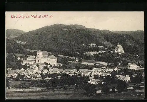 AK Kirchberg am Wechsel, Ortsansicht mit Wald