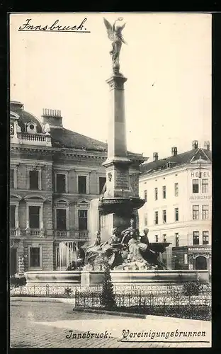 AK Innsbruck, Vereinigungsbrunnen im Sonnenlicht