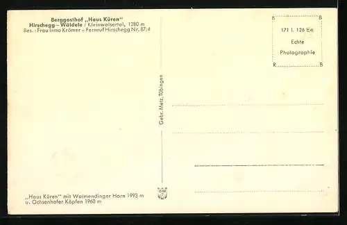 AK Hirschegg-Wäldele /Kleinwalsertal, Berggasthof Haus Küren