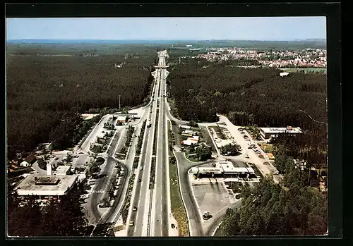 AK Nürnberg-Feucht, BAB-Raststätte aus der Vogelschau