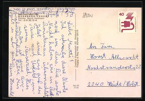 AK Nürnberg-Feucht, BAB-Raststätte aus der Vogelschau