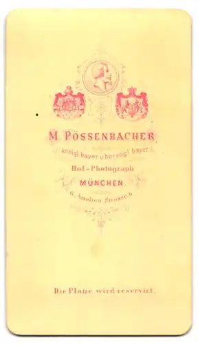 Fotografie M. Pössenbacher, München, Amalien-Strasse 6, Schöne Dame in hochgeschlossenem Kleid mit gebundenem Haar