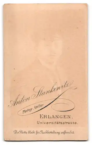 Fotografie Anton Stankenritz, Erlangen, Universitätsstrasse, Beleibter Herr mit Schnurbart und Halbglatze im Anzug