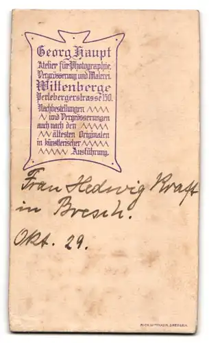 Fotografie Georg Haupt, Wittenberge, Frau Hedwig Kraft aus Bresch, 1929