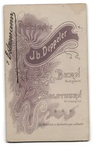 Fotografie Jb. Deppeler, Bern, Portrait Herr K. Sorge, Biscuitbäcker aus Bern