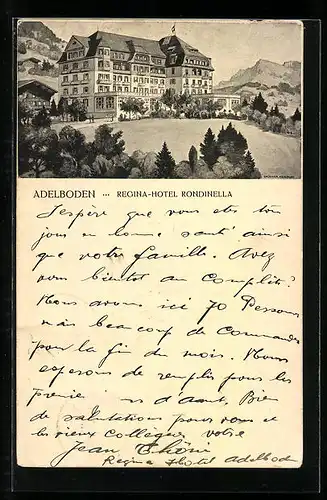 Künstler-AK Adelboden, Regina-Hotel Rondinella