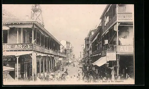 AK Port-Said, Rue du commerce, Strassenpartie