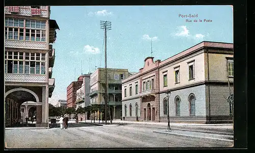 AK Port-Said, Rue de la Poste, Strassenpartie