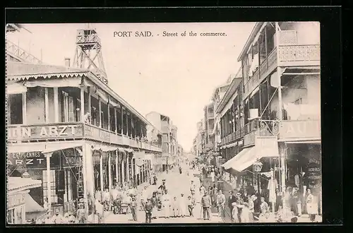 AK Port-Said, Rue du commerce, Strassenpartie