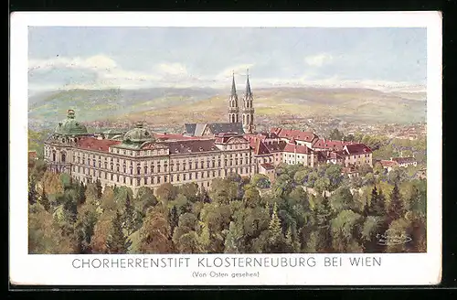 Künstler-AK Klosterneuburg, Blick auf auf das Chorherrenstift