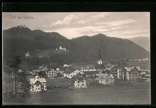AK Zell bei Kufstein, Ortsansicht mit Bergkulisse