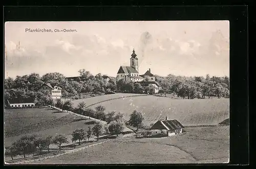 AK Pfarrkirchen, Blick auf den Ort mit Kirche