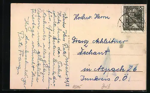 Künstler-AK Linz a. D., Blick auf das Kollegium Petrinum