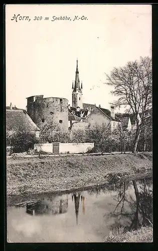 AK Horn, Blick über den Fluss zum Kirchturm