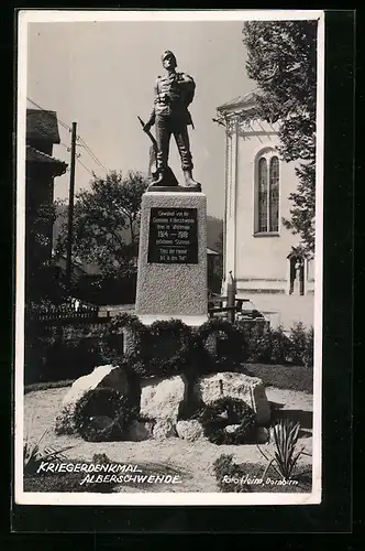 AK Alberschwende, Ortspartie mit Kriegerdenkmal