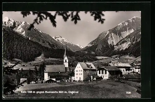 AK Kals, Ortspartie mit Kirche gegen Muntanitz