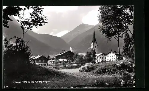 AK Krimml im Oberpinzgau, Ortspartie mit Kirche